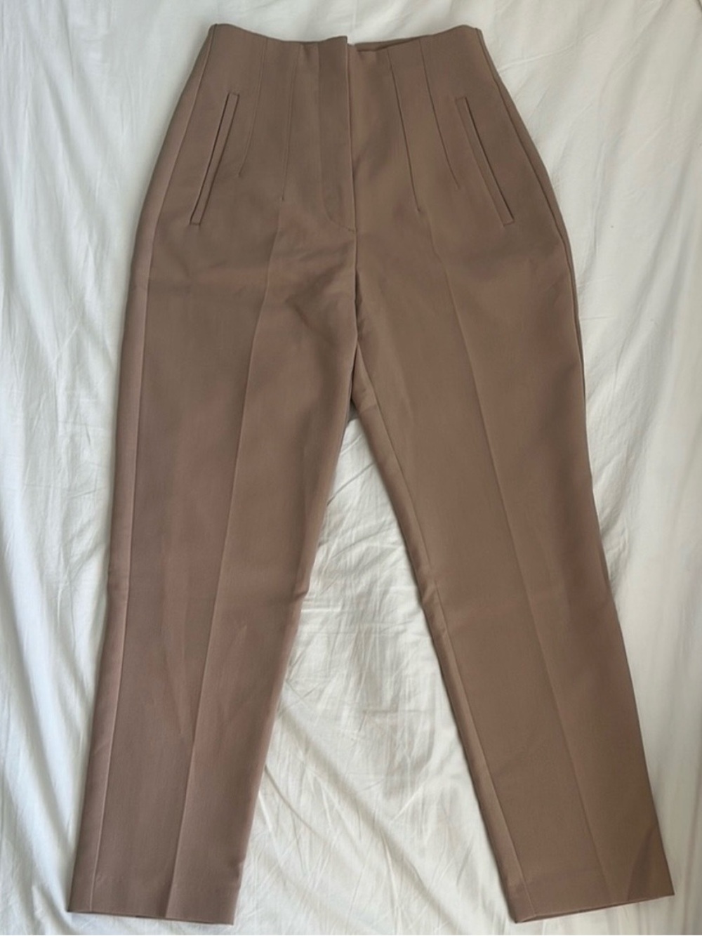 Zara Taupe High-Waist Tapered Trousers